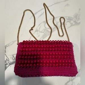 Anthropologie Elegant Pink Beaded Women's Bag